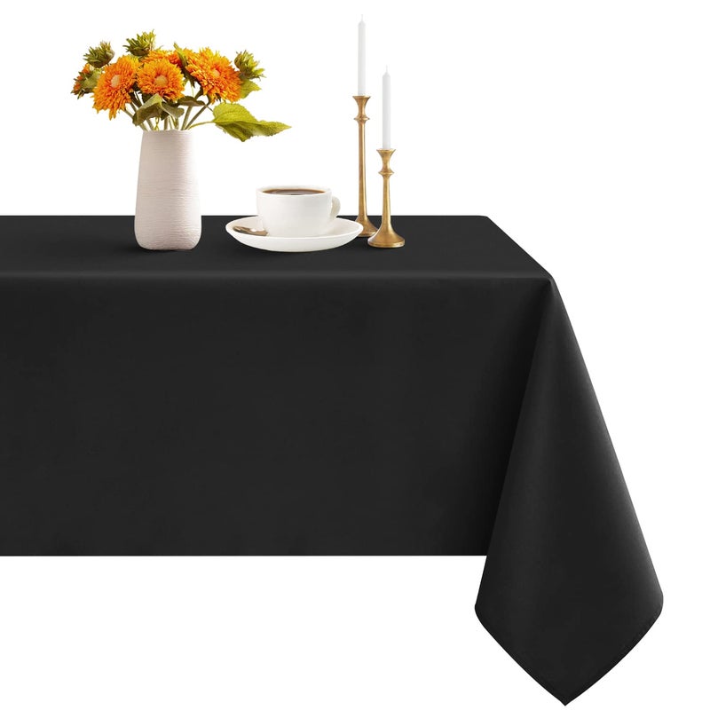 Romanstile Rectangle Tablecloth - Waterproof and Wrinkle Resistant Washable Polyester Table Cloth for Kitchen Dining/Party/Wedding Indoor and Outdoor Use (60 x 120 inch, Black) - Image 1